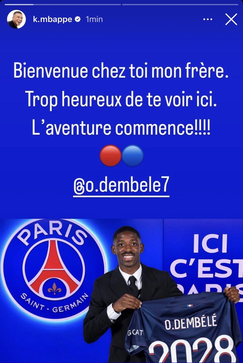 Arrivée d’Ousmane Dembélé au PSG : réaction de Kylian Mbappé