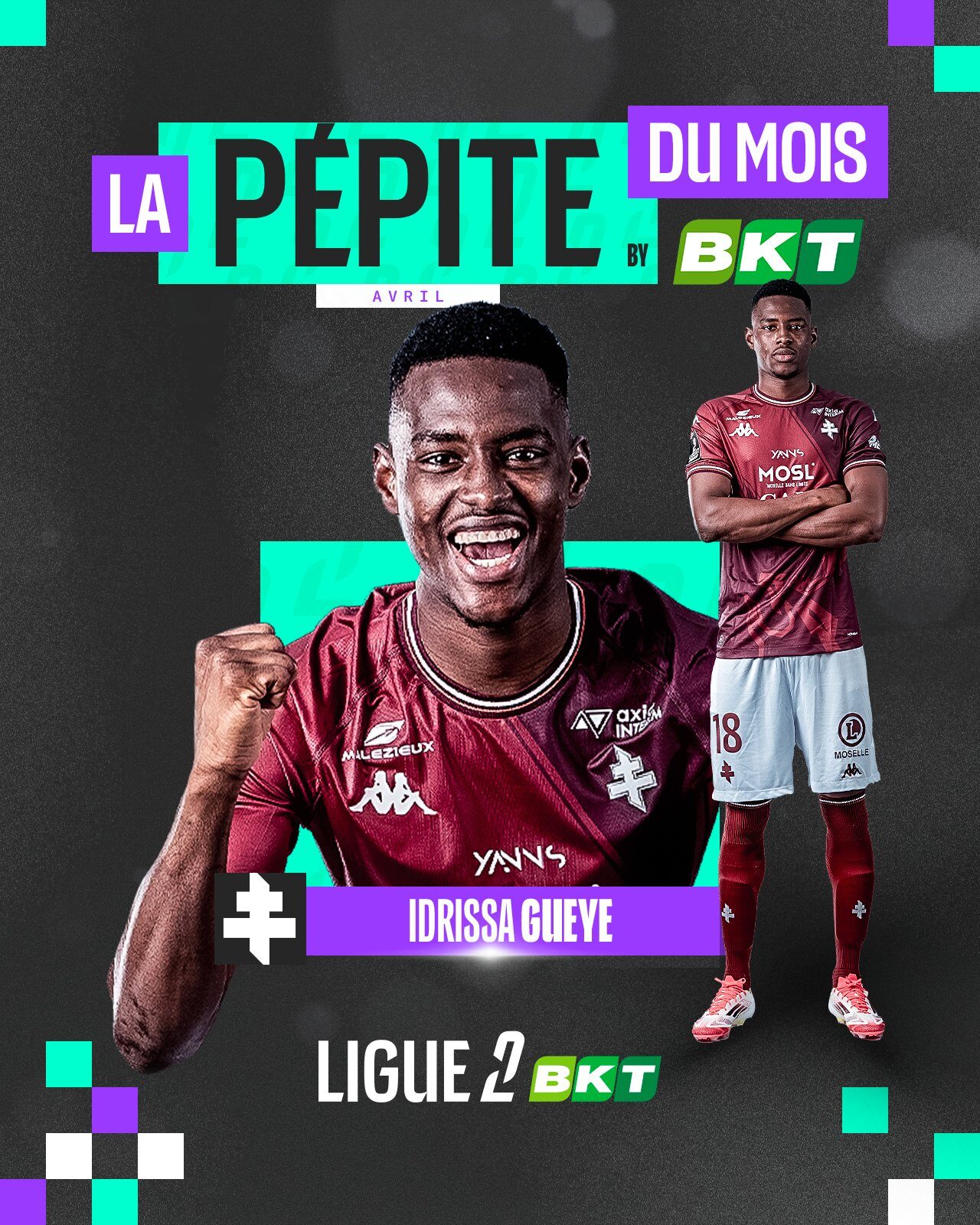 France : Idrissa Gueye élu « Pépite du mois » d’avril en Ligue 2