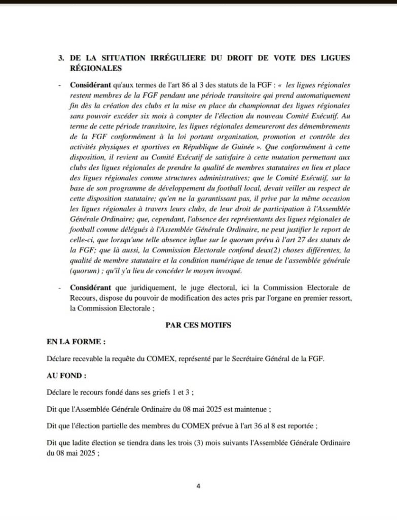 Guinée : La Commission de Recours de Féguifoot valide l