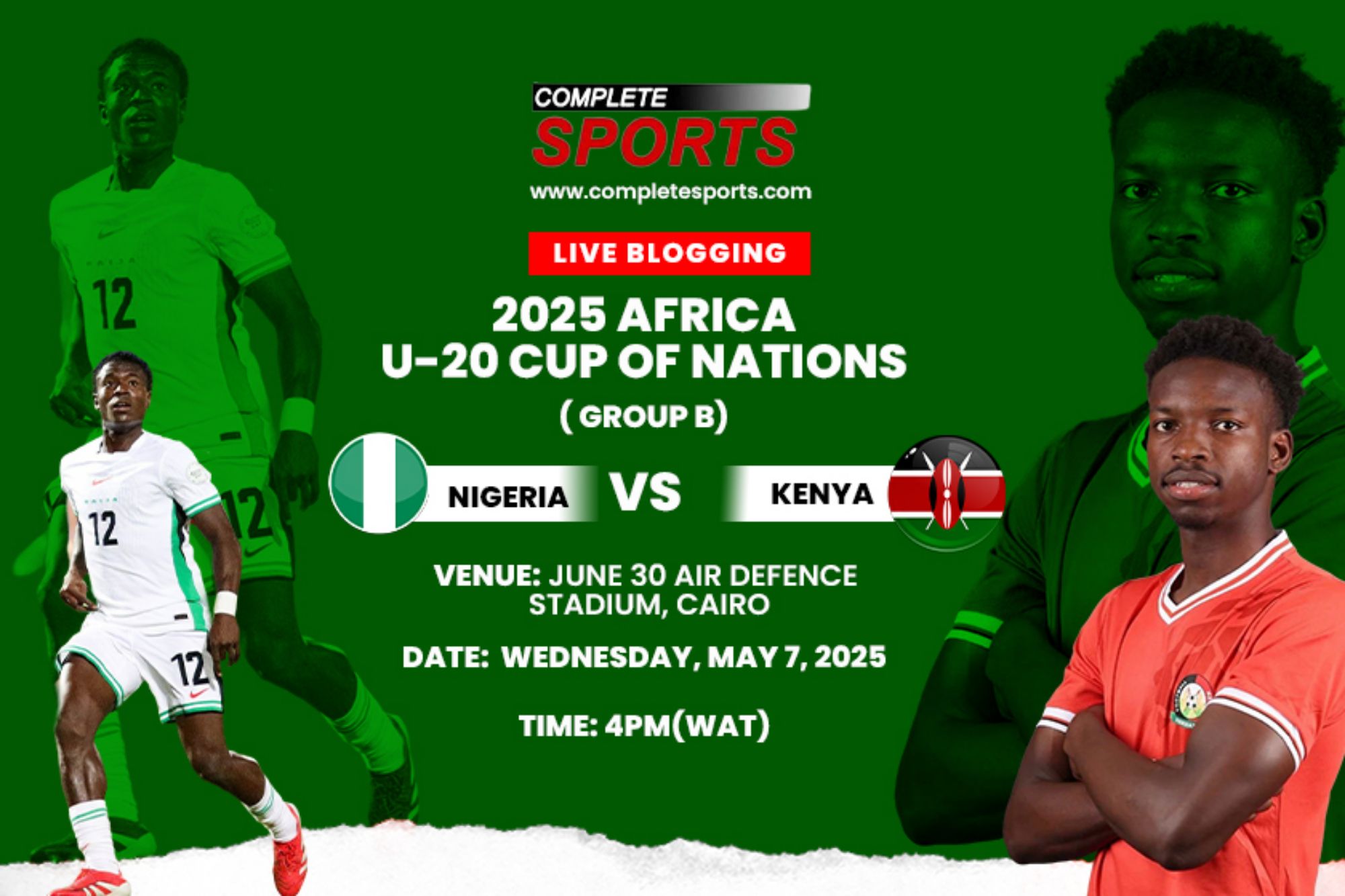 Nigeria : Couverture en direct du match U-20 AFCON contre le Kenya