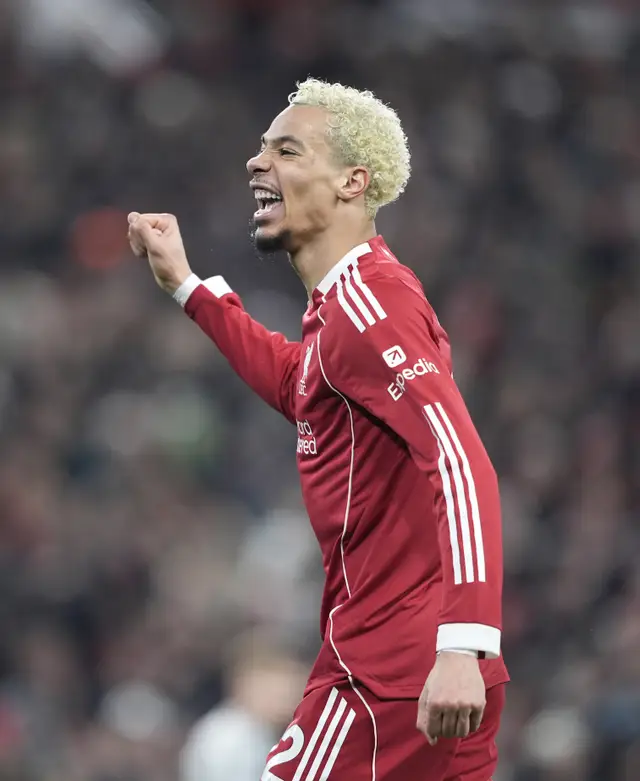 Liverpool’s Hugo Ekitike celebrates