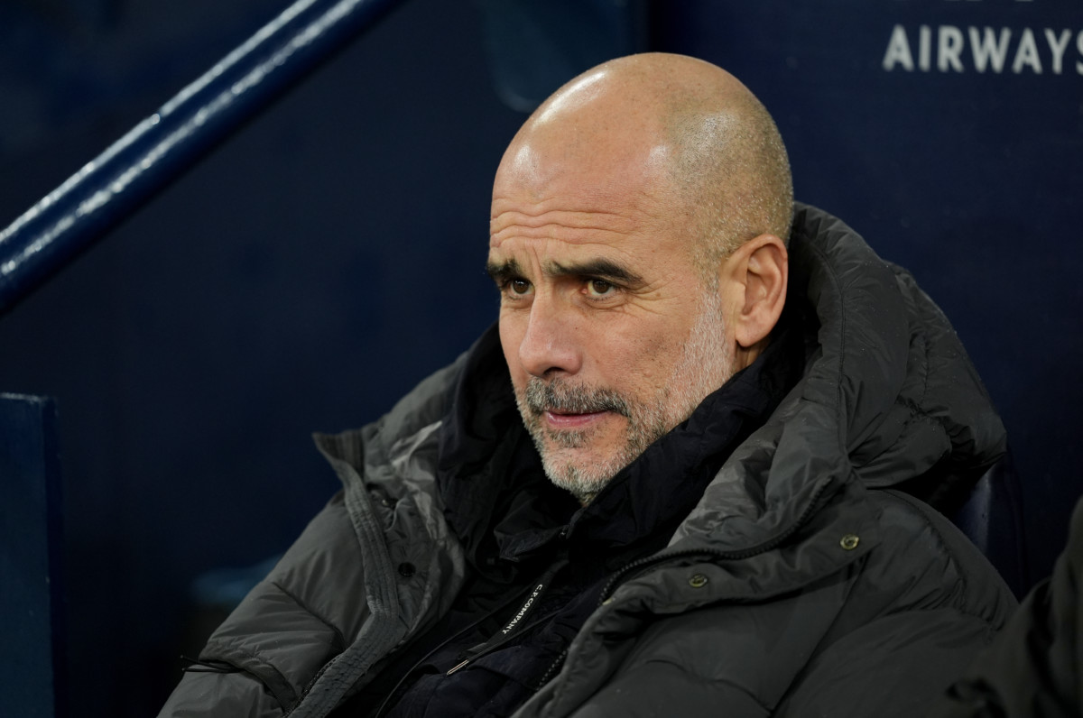 Manchester City manager Pep Guardiola during the Premier League match at the Etihad Stadium