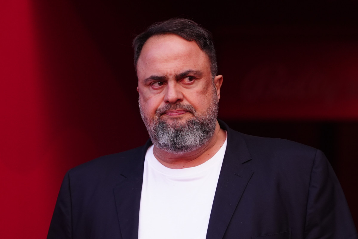 Nottingham Forest owner Evangelos Marinakis looks thoughtful